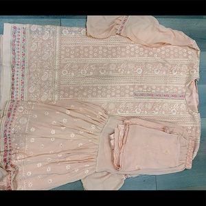 Peach Sharara Suit - New with Semi-Stitched Top